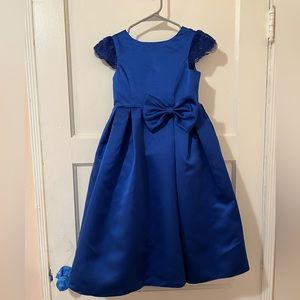 JJ’s House NWT Girls Sz 8 Royal Blue Satin A-Line Dress